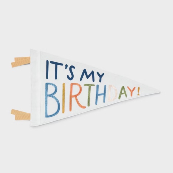 Colorful “It’s My Birthday!” Fabric Pennant Banner – 10" x 16" - Picture 1 of 4